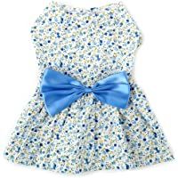 Los mejores  - Mascota Perro Gato Ropa Princesa Falda Verano Bowknot Vestido de Flores Azul L